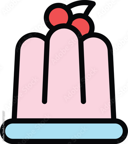 Shiny jelly icon outline vector. Sweet bean. Gelatin gum color flat