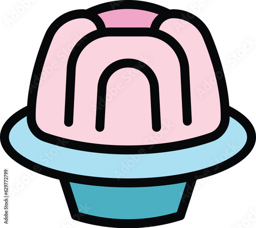 Circle jelly icon outline vector. Gum dessert. Gummy fruit color flat