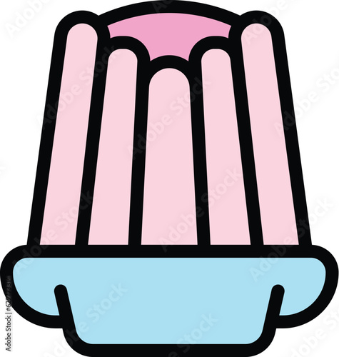 Sweet jelly icon outline vector. Candy fruit. Circle bottle color flat