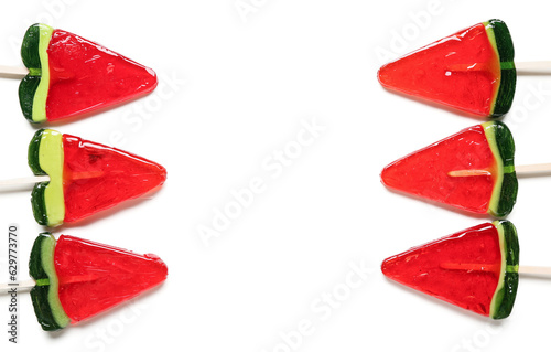 Watermelon slice lollipops ...