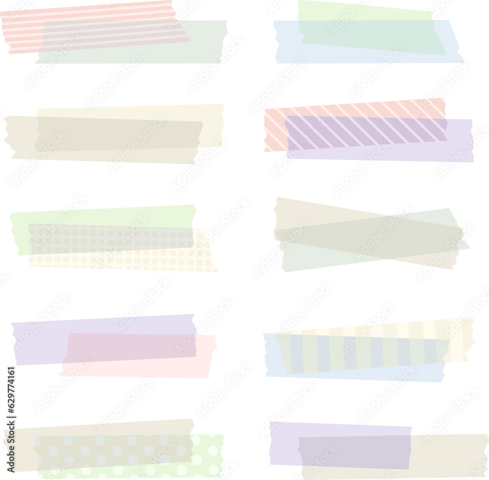 Illustration set of watermark masking tape / frame / tape / fashionable / pastel color Illustration set of watermark masking tape / frame / tape / fashionable / pastel color