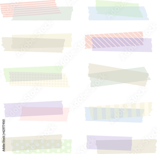 Illustration set of watermark masking tape / frame / tape / fashionable / pastel color
