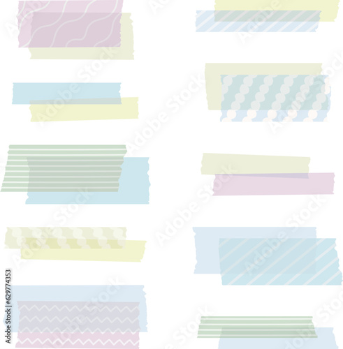 Illustration set of watermark masking tape / frame / tape / fashionable /blue color