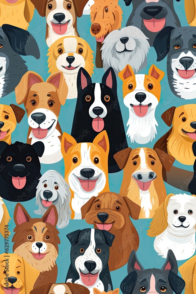 Dog faces seamless tiles Dog faces seamless tiles