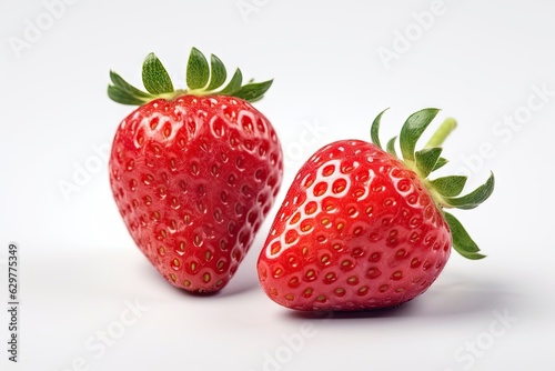 Two ripe strawberries side by side
