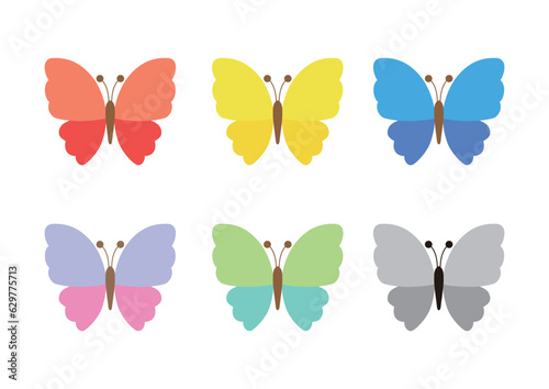 シンプルな蝶のカラフルイラストセット
Colorful illustration set of simple butterflies