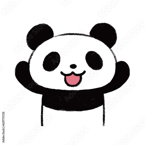 両手をあげて喜ぶかわいいパンダのイラスト
Illustration of a cute panda who is happy to raise both hands