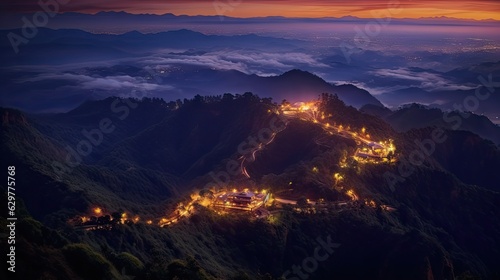 Fényképezés The majestic Great Wall of China illuminated at night