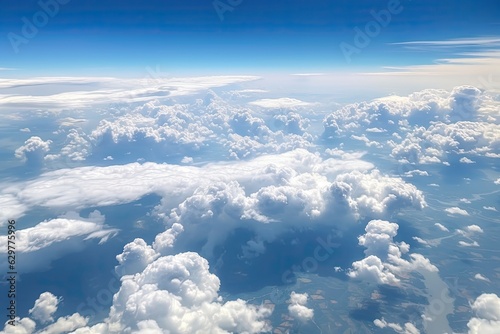 The majestic clouds seen from an airplane window
