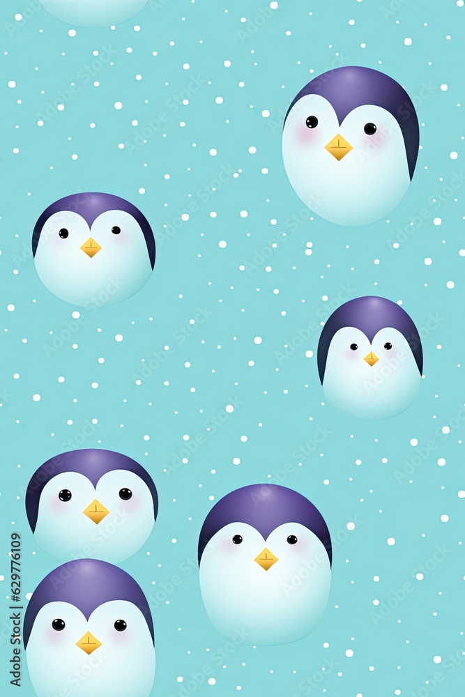 Fototapeta premium Penguin faces seamless tiles