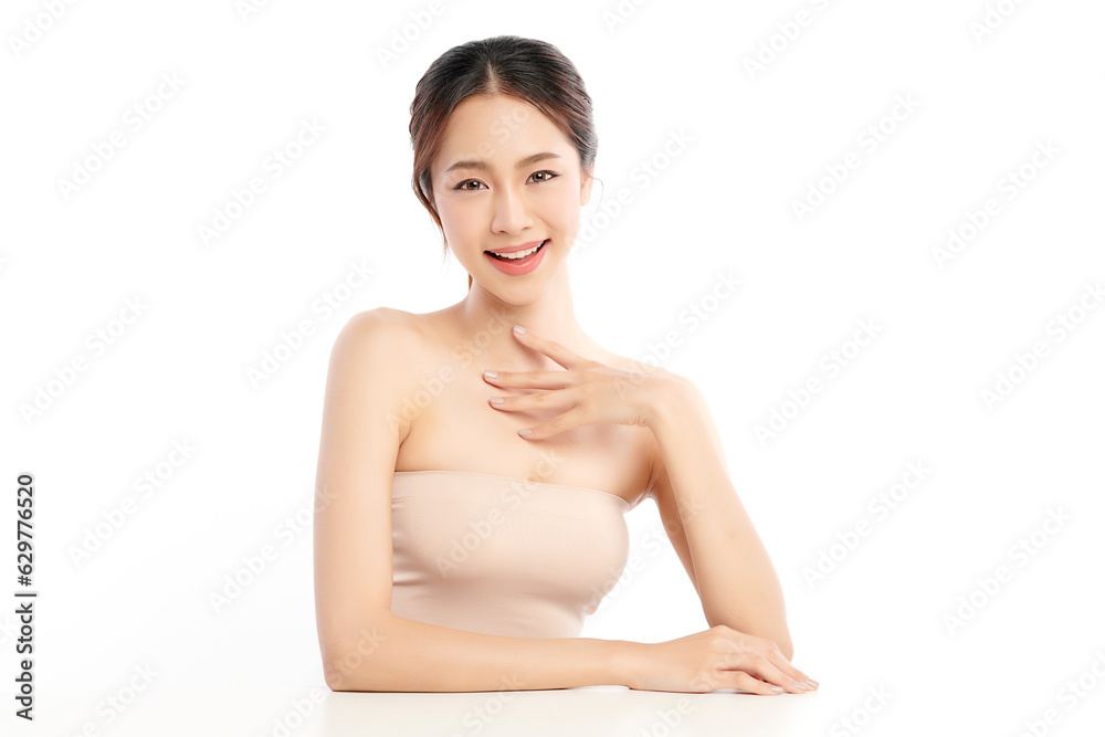 Beautiful young asian woman with clean fresh skin on white background, Face care, Facial treatment, Cosmetology, beauty and spa, Asian women portrait. Beautiful young asian woman with clean fresh skin on white background, Face care, Facial treatment, Cosmetology, beauty and spa, Asian women portrait.