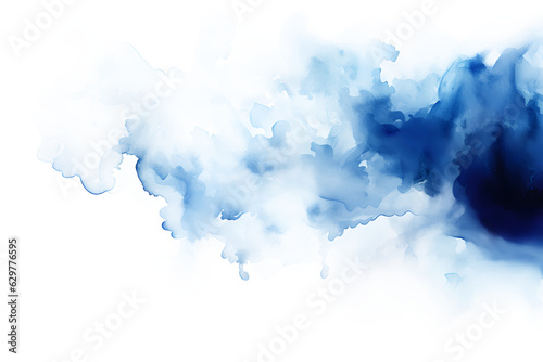 blue smoke watercolor abstract blue liquid Acrylic colors and ink in water, isolated on white and transparent background, ai generate