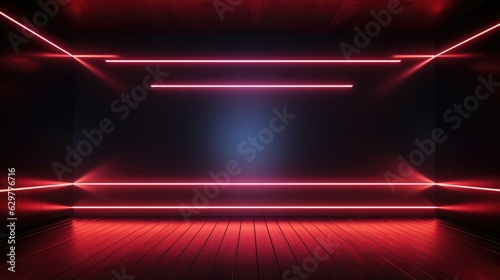 abstract technology neon background template illustration. 3d scene, banner, copy space background