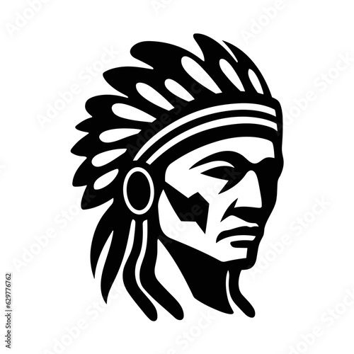 India Head silhouette logo, native america man vector
