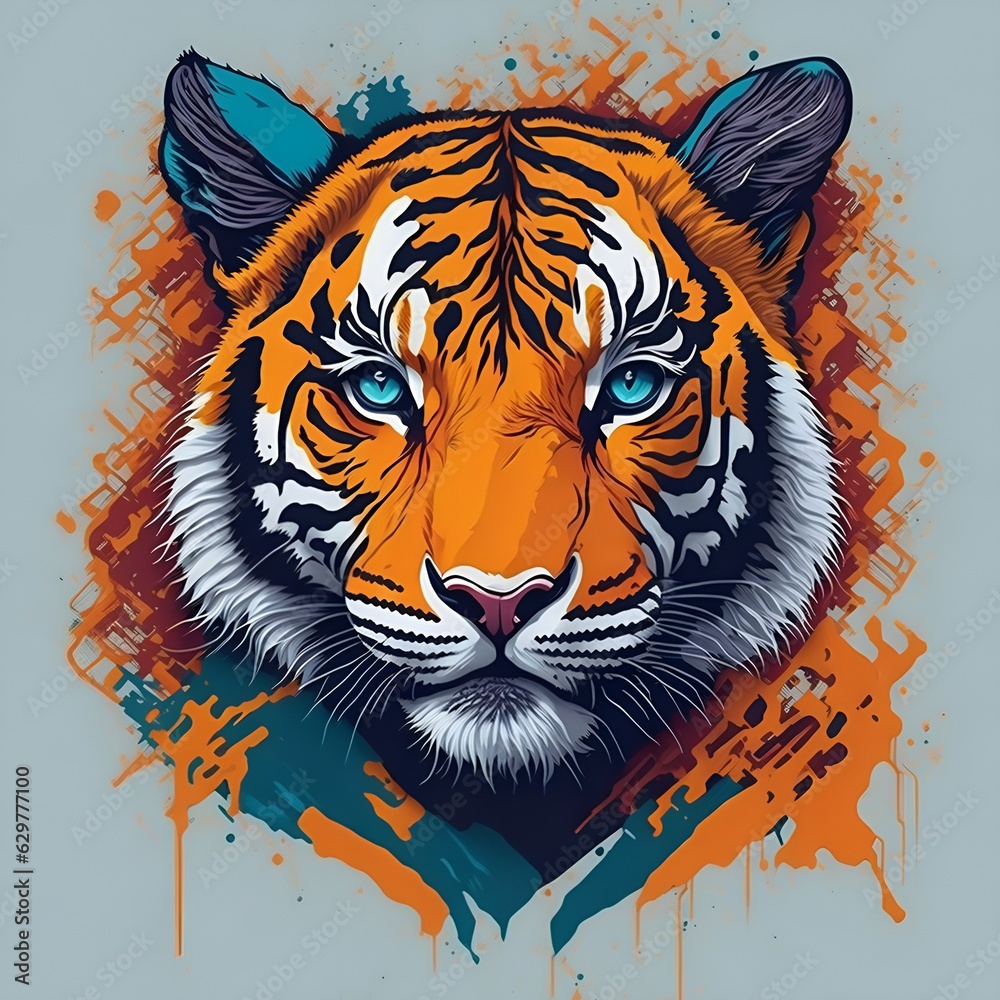 Colorful Tiger Head Vector Illustration