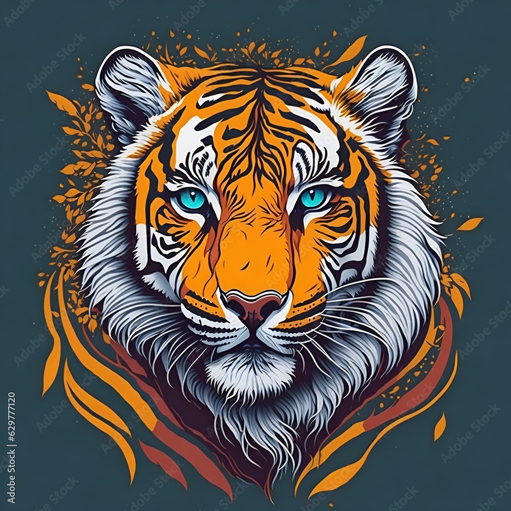 Colorful Tiger Head Vector Illustration