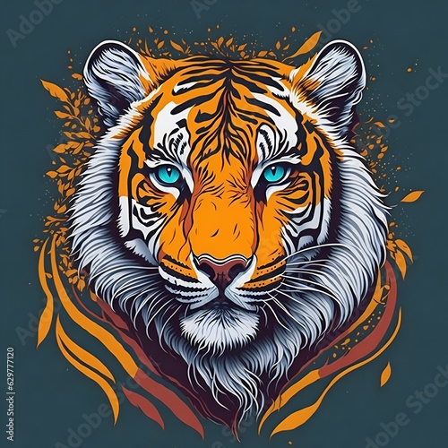 Colorful Tiger Head Vector Illustration