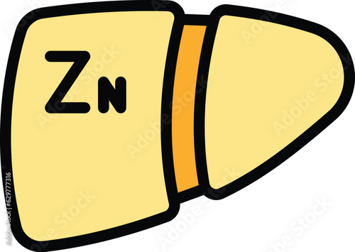 Zn element organ icon outline vector. Zinc food. Iron capsule color flat