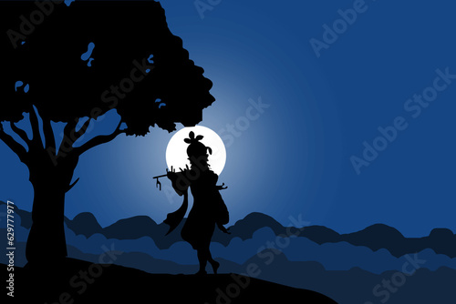 Obraz na plátne Radha krishna janmashtami background art