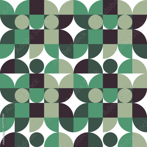 Geometric Mosaic Abstract Pattern Decorative Ornament Background Wall Vector Illustration Dark Green