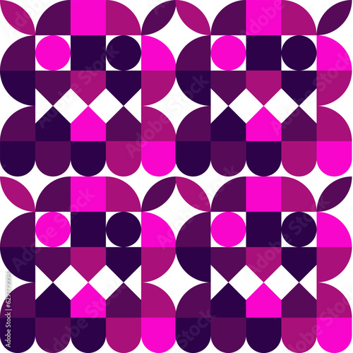 Geometric Mosaic Abstract Pattern Decorative Ornament Background Wall Vector Illustration Dark Purple Pink