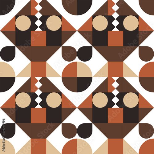 Geometric Mosaic Abstract Pattern Decorative Ornament Background Wall Vector Illustration Dark Brown