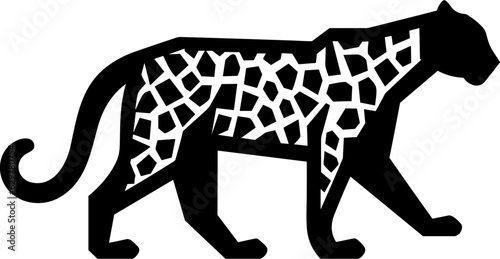 Mosaic Snow Leopard Vector Illustration Logo Emblem