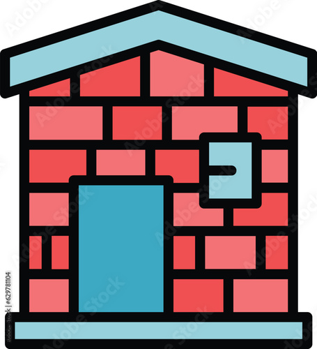 House brick mortar icon outline vector. Wall building. Build worker color flat