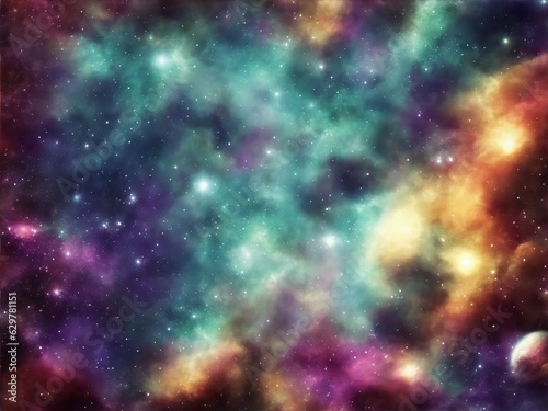 Cool Galaxy and nebula background with stars Created with Generative AI technology.