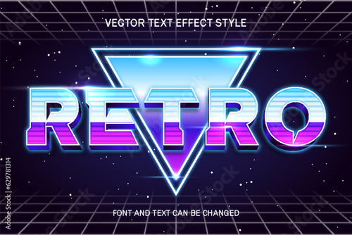 retro wave vaporize synthwave blue style typography editable text effect font style template design