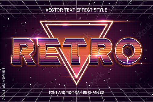 retrowave vaporize synthwave vintage style typography editable text effect font style template design