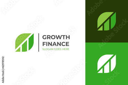 financial growth up logo icon design with leaf and arrow combined for economy, finance element symbol