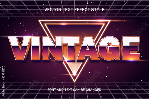 vintage retrowave vaporize synthwave style typography editable text effect font style template design