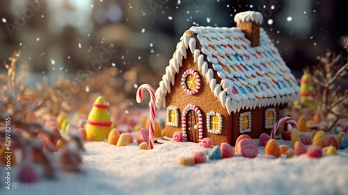 Gingerbread house at christmas day Generative AI