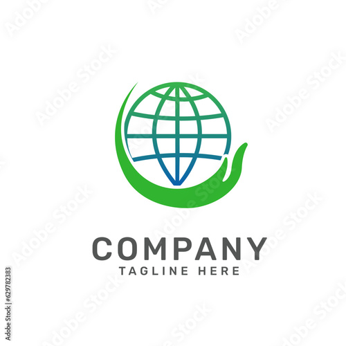 the globe and hand care logo embodies unity, connectivity, and collaboration among people across the world.