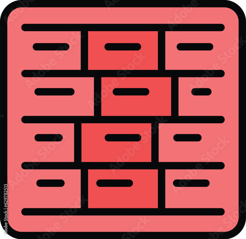 Wall brick icon outline vector. Worker build. Cement house color flat