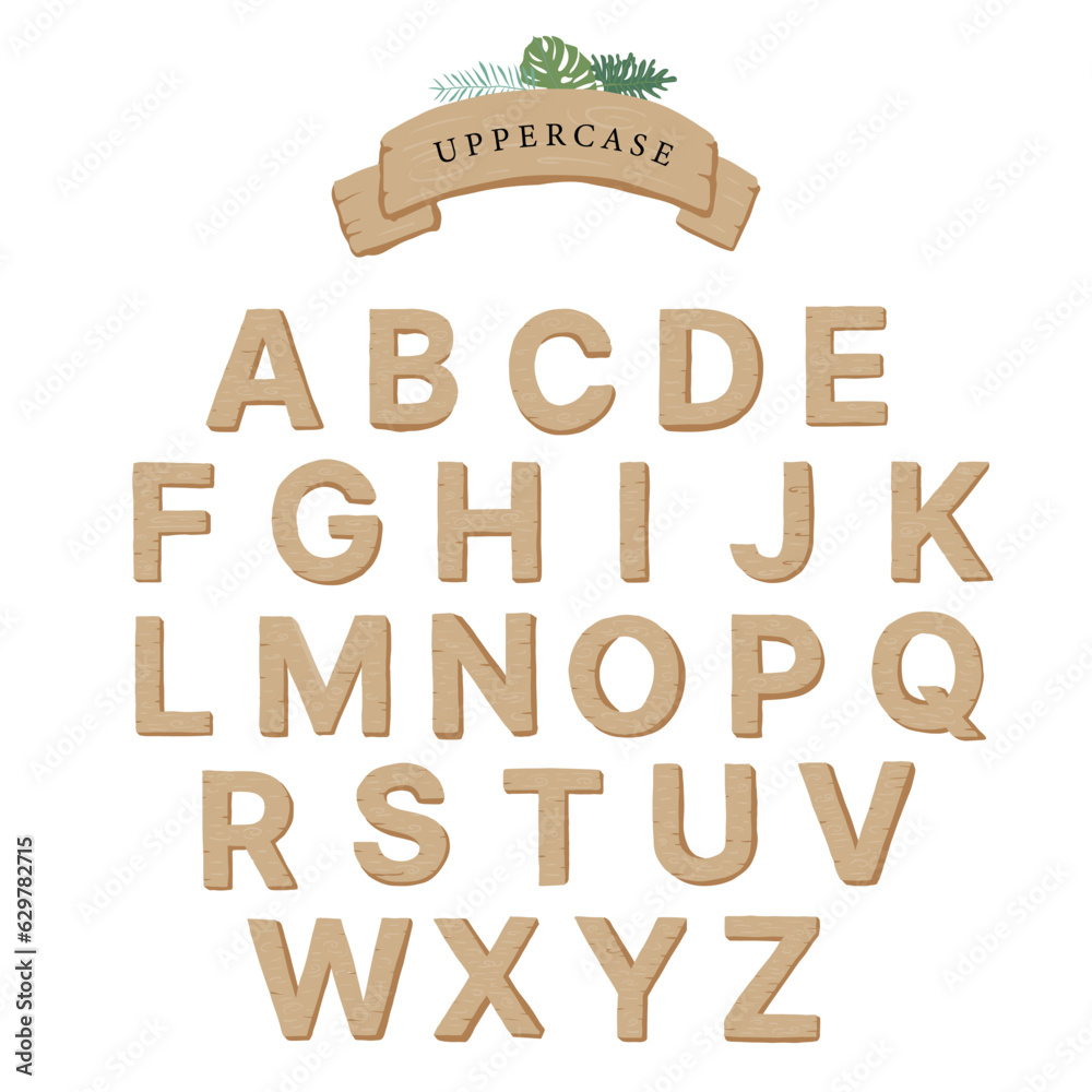 Wood pattern alphabet letter.uppercase graphic font
