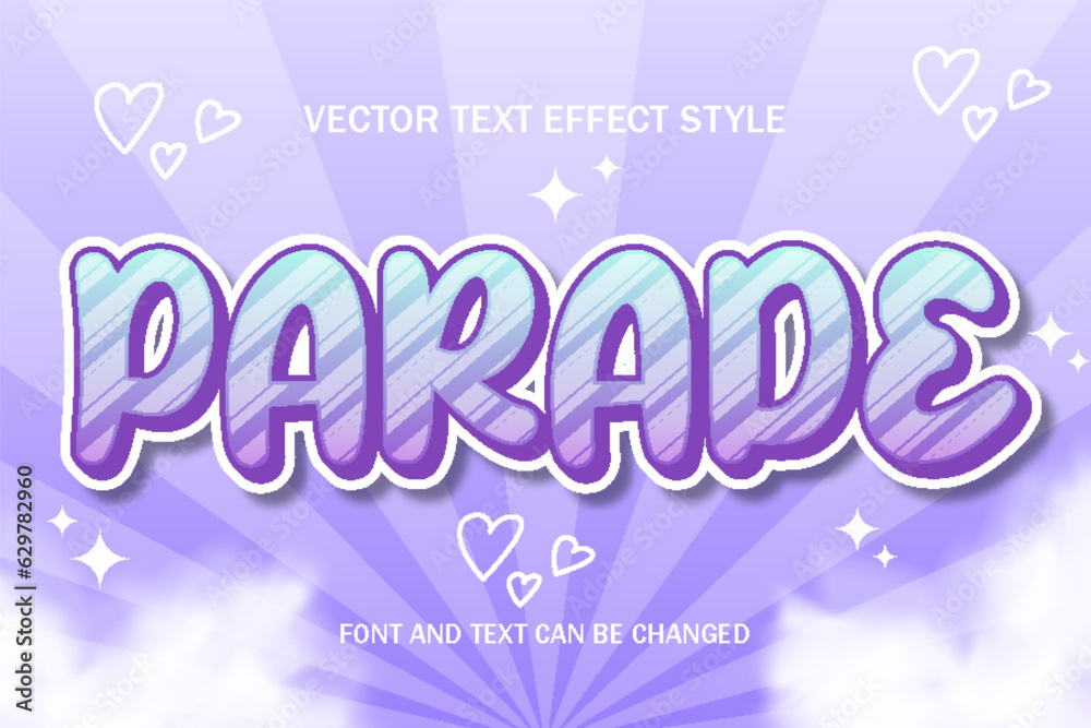 parade cute beauty carnaval typography editable text effect font style lettering template background design