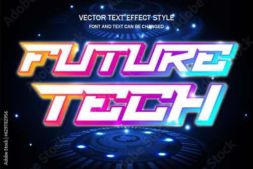 future technology neon light typography editable text effect font style template background design