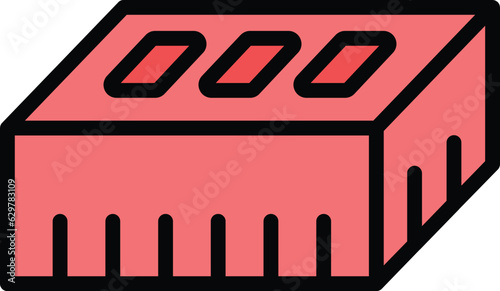 Brick trowel icon outline vector. Wall worker. Mortar construction color flat