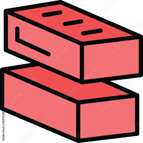 Brick mortar icon outline vector. Wall construction. Build worker color flat