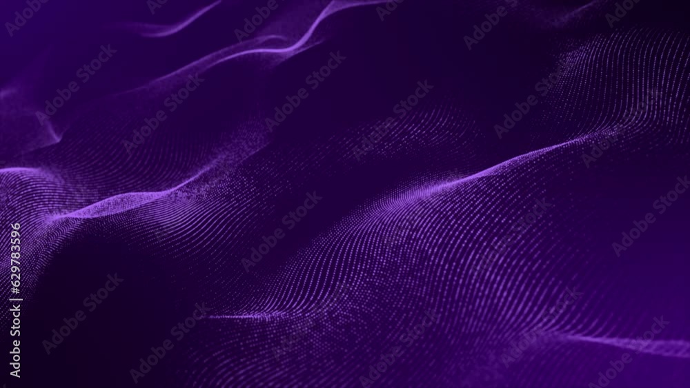 Purple color digital particle wave in cyberspace abstract background ,cyber background or technology background