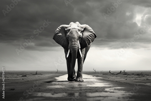 black and white elephant image