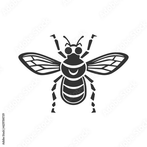 cobalt wasp fighter, vintage logo line art concept black and white color, hand drawn illustration