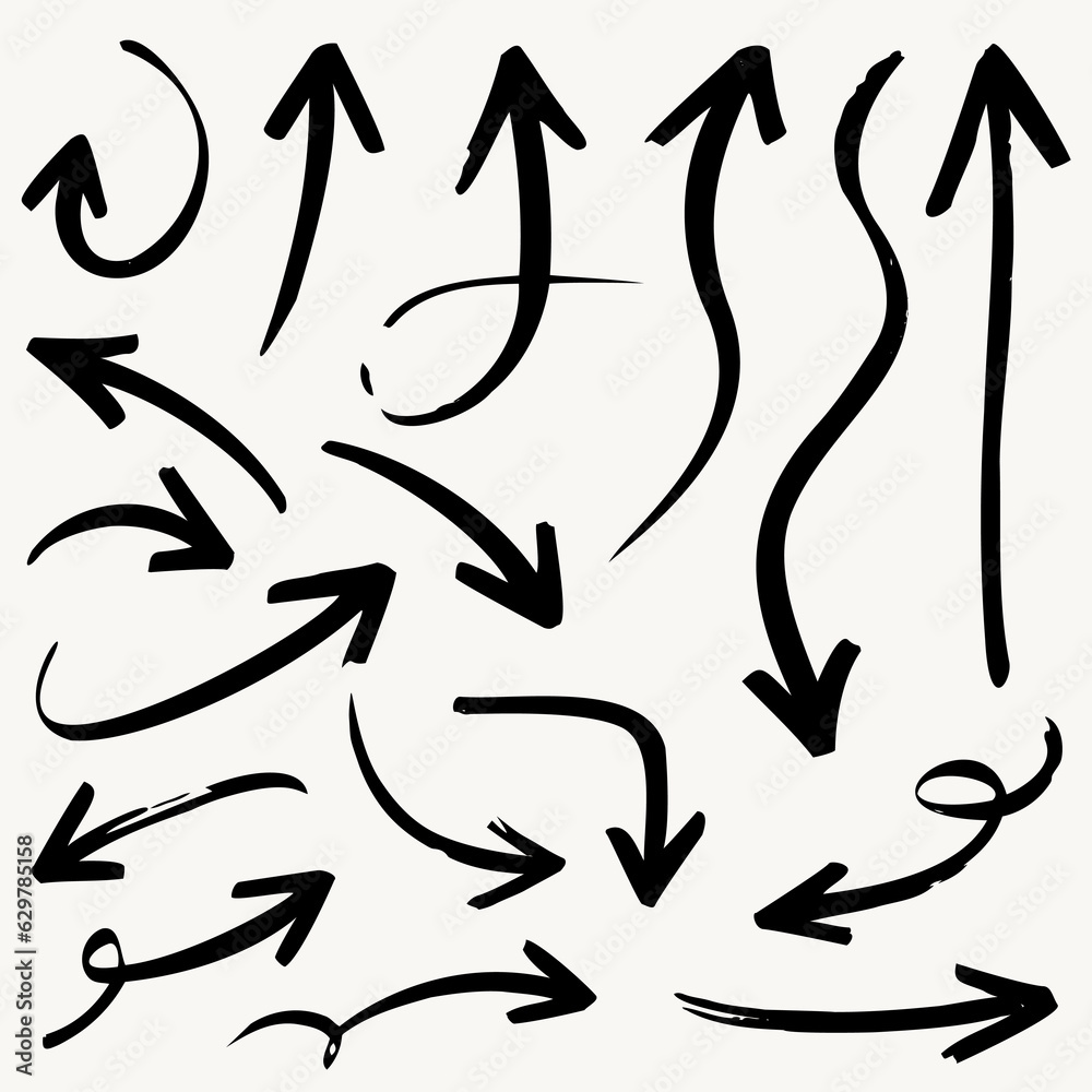 Set of hand drawn arrows vector for business plan and education Set of hand drawn arrows vector for business plan and education