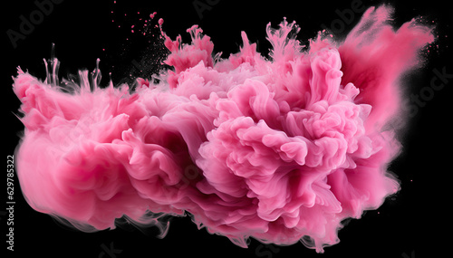 pink powder splash on black background, generative AI