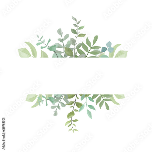 frame with green leaves decoration