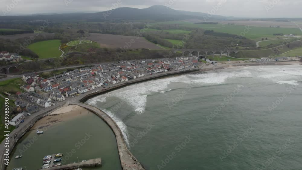 Aerial views of the scottish small town of Cullen with harbour and viaduct. Scotland Aerial views of the scottish small town of Cullen with harbour and viaduct. Scotland