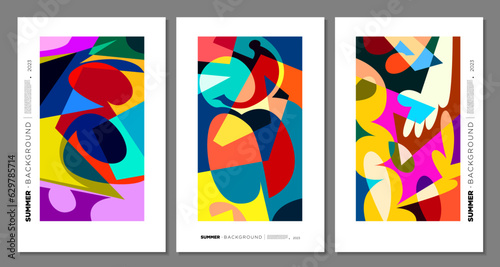 Vector Colorful Abstract Geometric and Liquid Background for Summer Festival