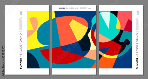 Vector Colorful Abstract Geometric and Liquid Background for Summer Festival